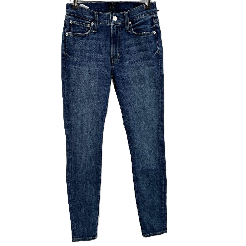 NWT Edwin Jeans Womens‎ Skinny Pixie Blue Distressed Edges Size 24